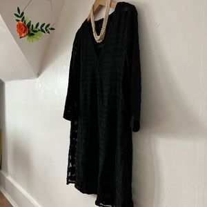 NWOT black lace coverup L/XL sheer Resortwear vacation a-line easy